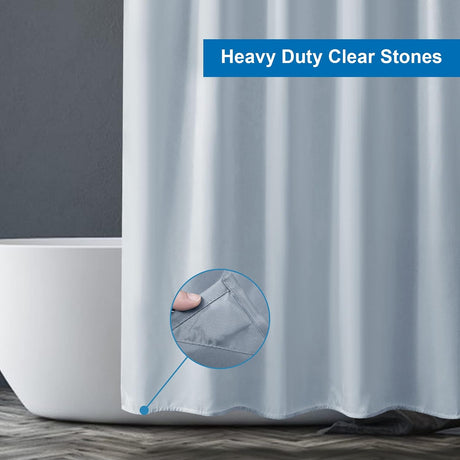 AmazerBath Blue Grey waterproof fabric shower curtain liner, 72 x 72 inches, detail image 4.