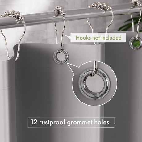 AmazerBath Grey lightweight PEVA shower curtain liner