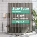 Lightweight PEVA Shower Curtain Liner in black shown as the main product view.