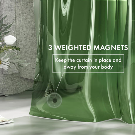 AmazerBath Green lightweight PEVA shower curtain liner