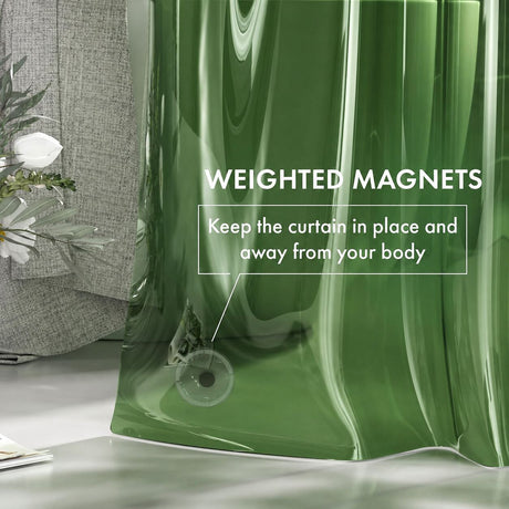 AmazerBath Green lightweight PEVA shower curtain liner