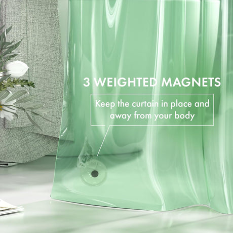 AmazerBath Mint Green lightweight PEVA shower curtain liner