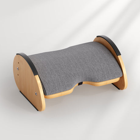 Gray cushion with wooden frame on a white background