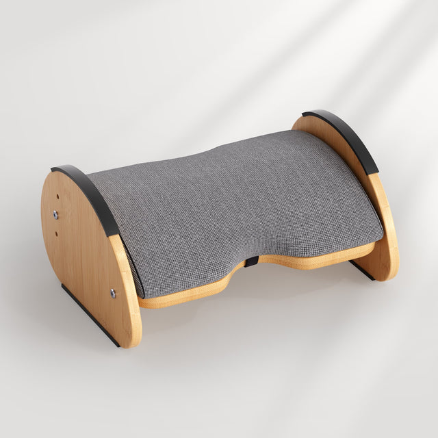 Gray cushion with wooden frame on a white background