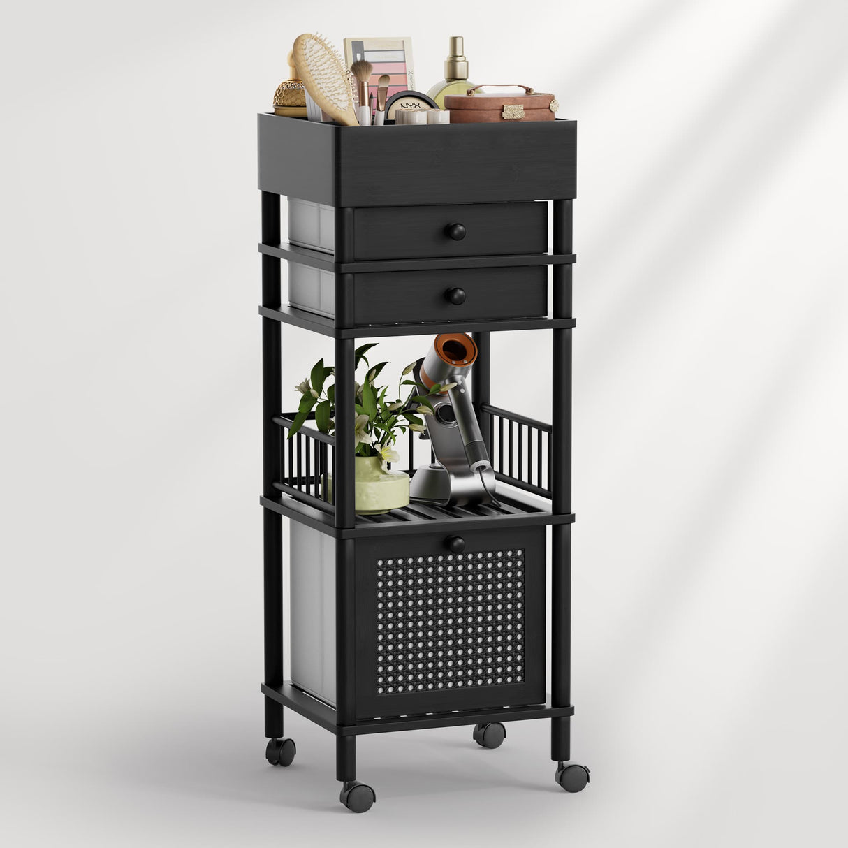 Bamboo Makeup Organizer with 3 Drawers