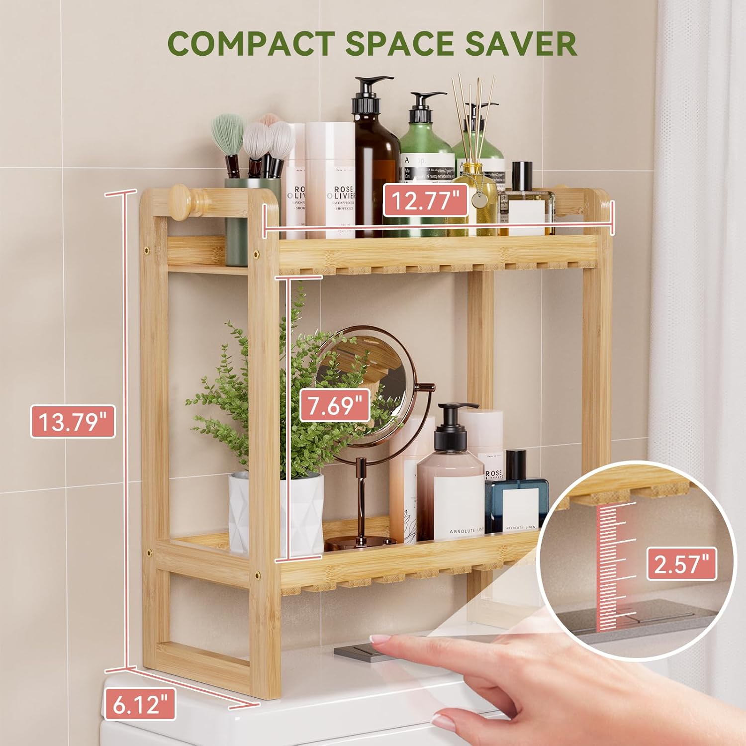 Bamboo Over The Toilet Storage Rack