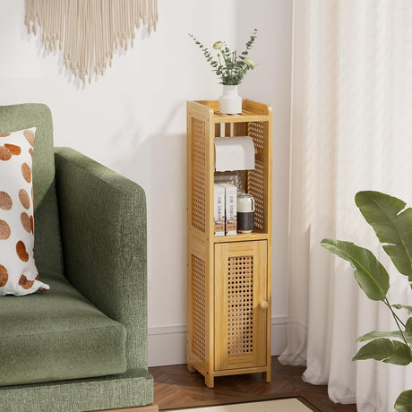 Bamboo Rattan Storage Cabinet