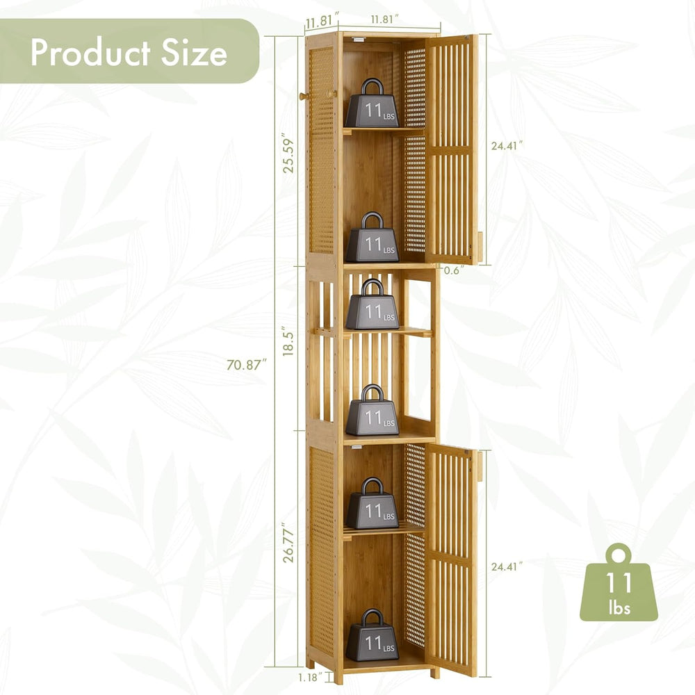 Amazer Bamboo Slim Storage Cabinet For Narrow Space, 70'' Tall