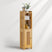 Tall wooden cabinet with wicker design on a white background