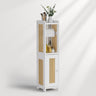 White cabinet with rattan doors on a white background