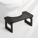 AmazerBath black bamboo toilet stool, 6.8-inch nonfoldable squat potty stool shown with a white toilet.