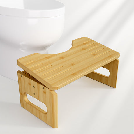 Bamboo Wooden step stool on a white background
