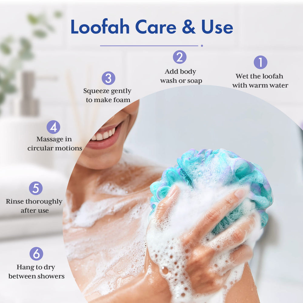 AmazerBath Bath Loofah Sponge Colorful, Set of 4