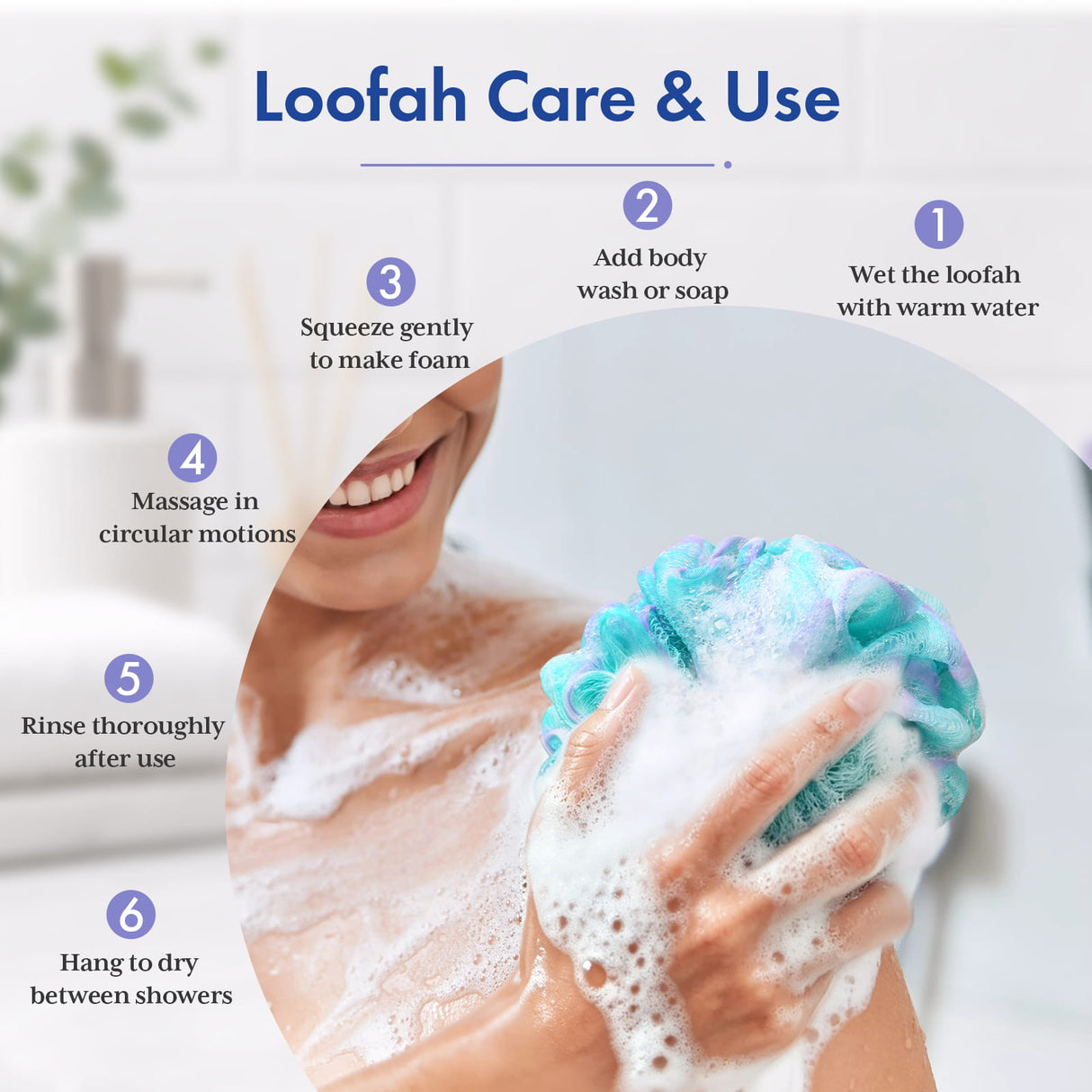 AmazerBath Bath Loofah Sponge Colorful, Set of 4