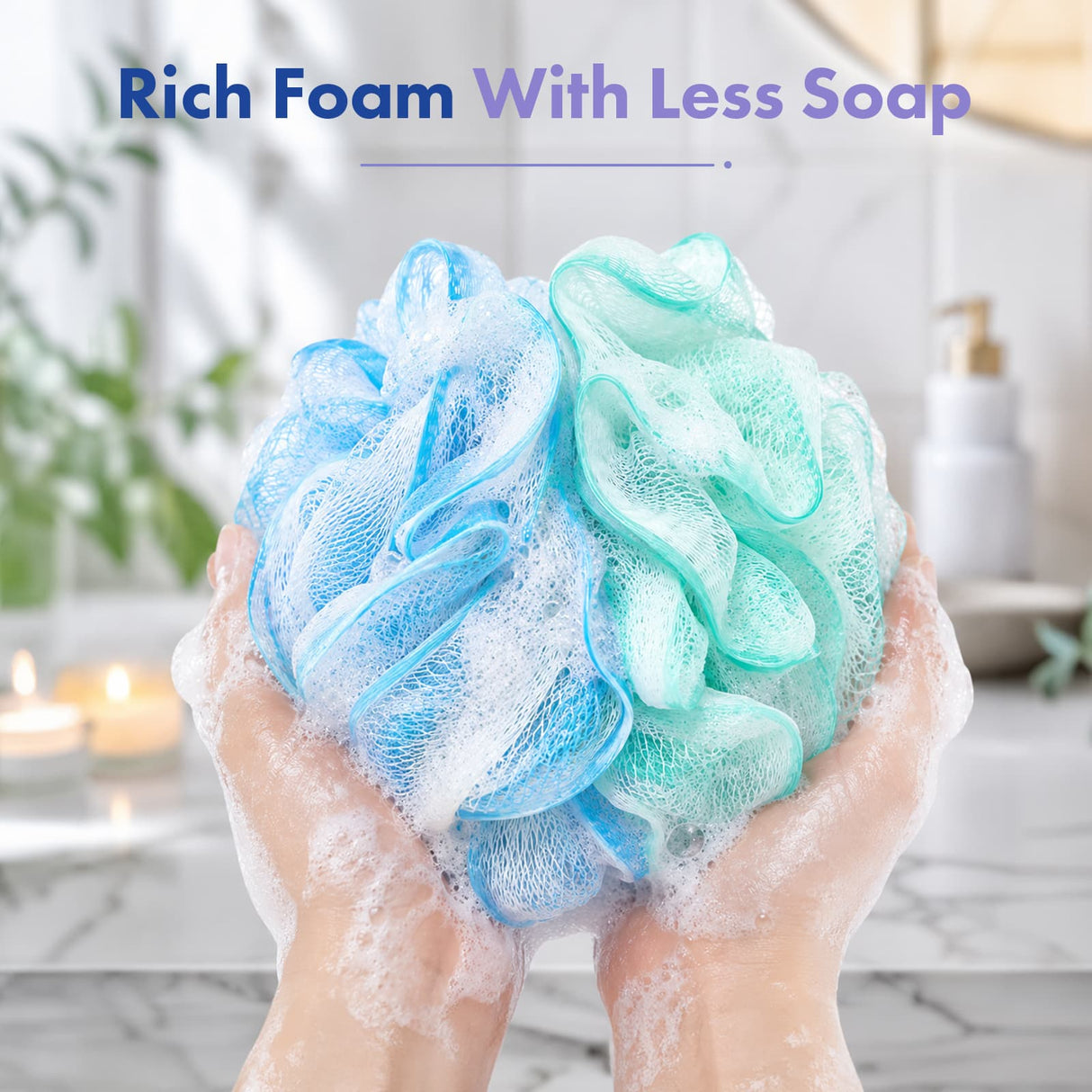 AmazerBath Bath Loofah Sponge Colorful, Set of 4