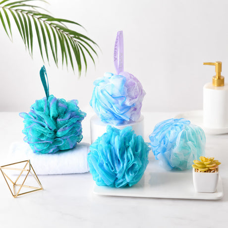 AmazerBath Bath Loofah Sponge Colorful, Set of 4