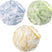 Three bath pouf balls in blue, green, and yellow with 'Nazerbath' branding on a white background.