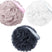 Three mesh bath pouf sponges in gray, white, and black with 'BrazerBath' branding on a white background.