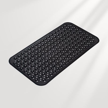 Black textured mat on a light gray background