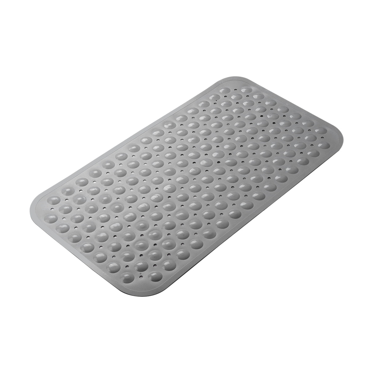 Gray textured bath mat on a white background