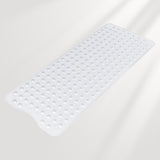 Clear bath mat with textured surface on a light gray background