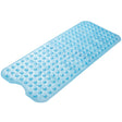 Blue bath mat with textured surface on a white background