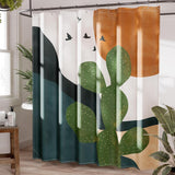 Shower curtain with cactus design in a bathroom setting