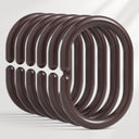 AmazerBath brown C-shaped plastic shower curtain rings, set of 24, on a clean background.