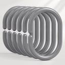 AmazerBath grey C-shaped plastic shower curtain rings, set of 24, on a clean background.