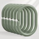 AmazerBath sage green C-shaped plastic shower curtain rings, set of 24, on a clean background.