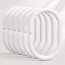 AmazerBath white C-shaped plastic shower curtain rings, set of 24, on a clean background.