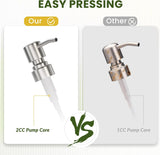 Comparison of 2CC and 1CC pump cores with text 'EASY PRESSING' and 'Our' on a white background.