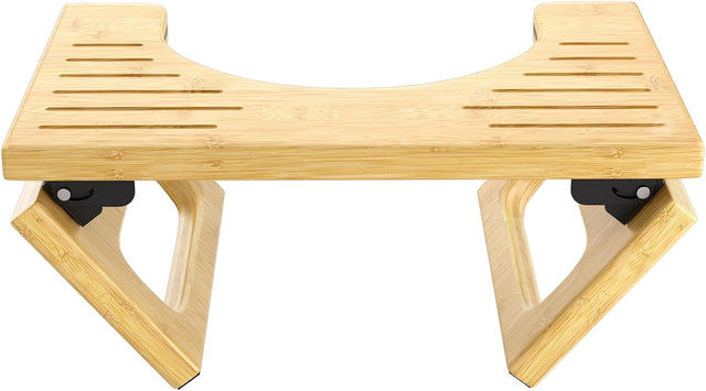Wooden step stool with a white background