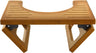 Wooden stool with a slatted design on a white background