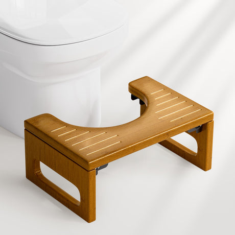 Wooden bathtub stool on a white background