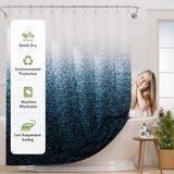 Shower curtain with quick dry, environmental protection, machine washable, and low temperature ironing features.