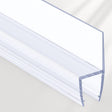 Clear plastic glass door seal strip with blue border on a white background