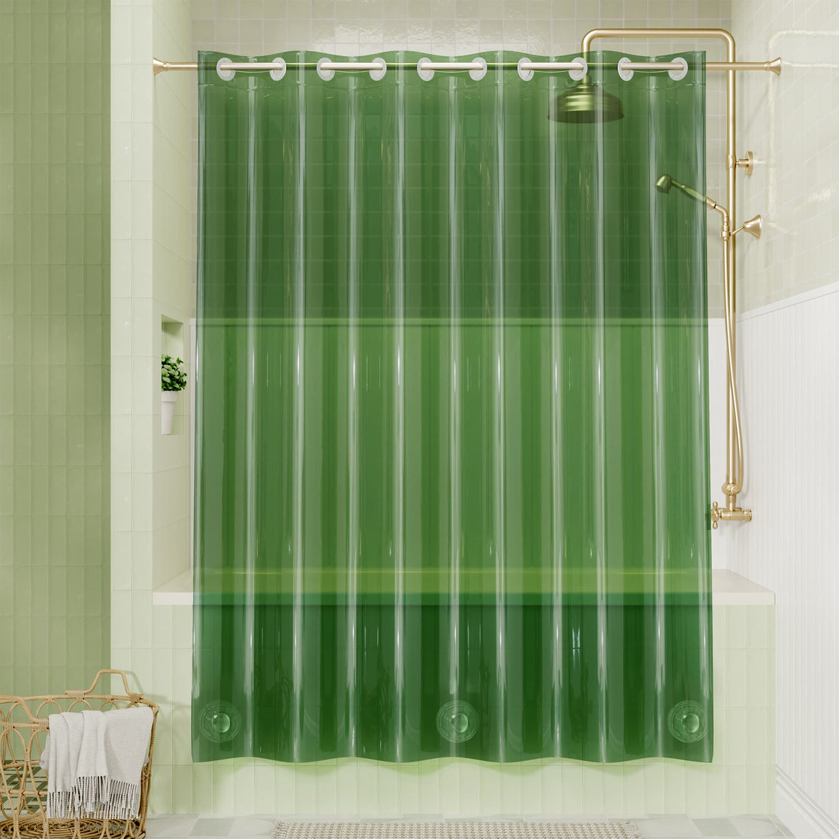 AmazerBath 100% EVA No Hook Shower Curtain Liner, 8G