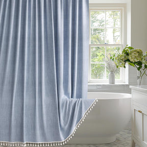 Farmhouse Shower Curtain with Tassel Colorful