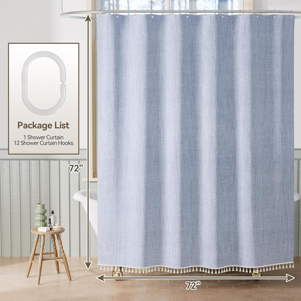 Farmhouse Shower Curtain with Tassel Colorful