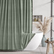 Farmhouse Shower Curtain with Tassel Neutral