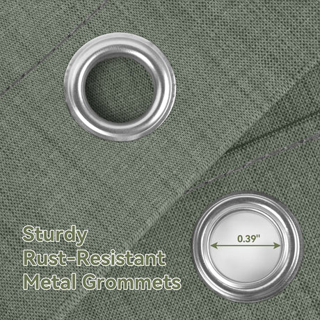 AmazerBath green farmhouse shower curtain rust-resistant grommet detail
