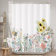 Shower curtain with floral design in a bathroom setting