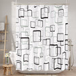 Shower curtain with geometric pattern in a bathroom setting