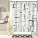 Geometric Shower Curtain with Curtain Rings