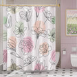 Ink Blooms Shower Curtain with Curtain Rings