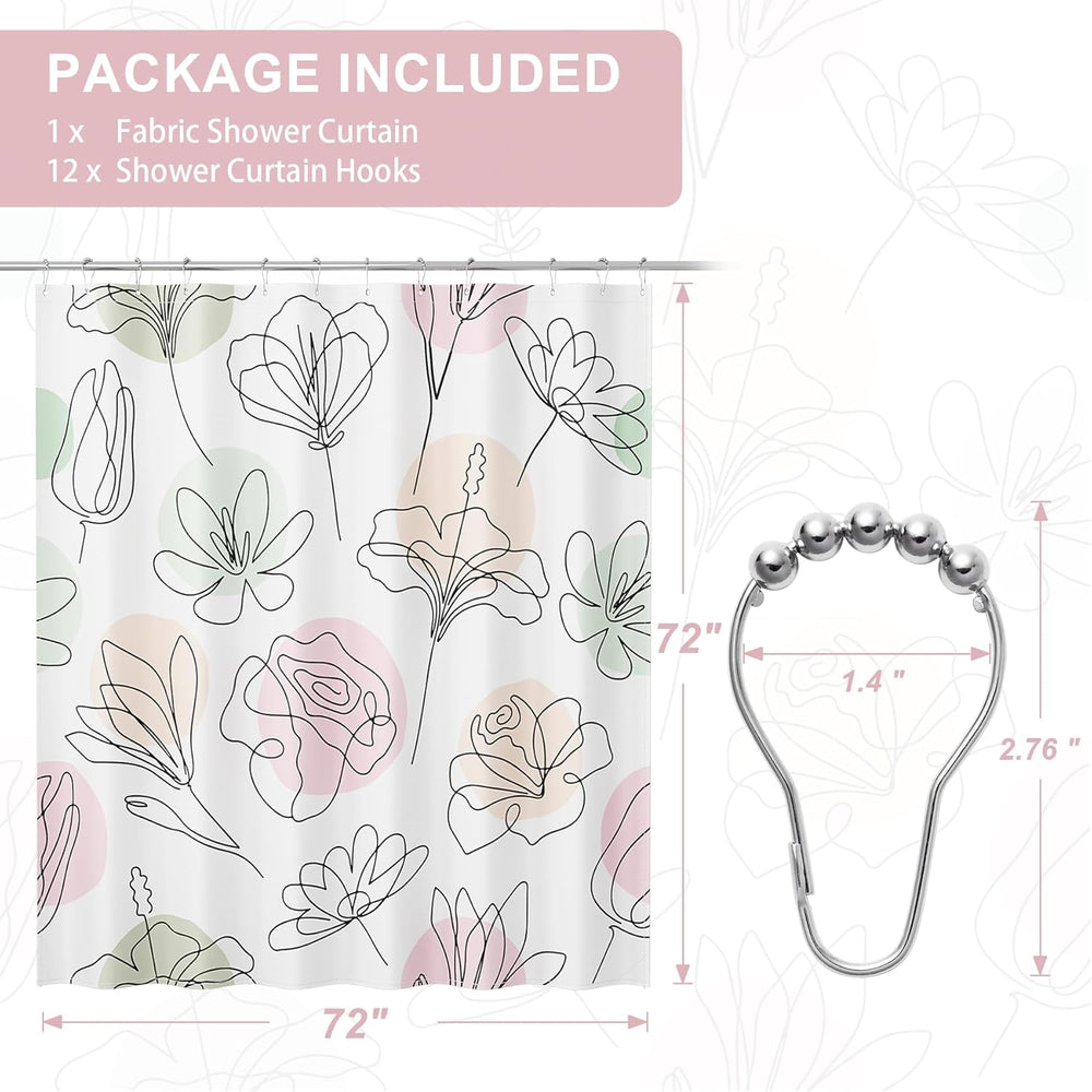 Ink Blooms Shower Curtain with Curtain Rings