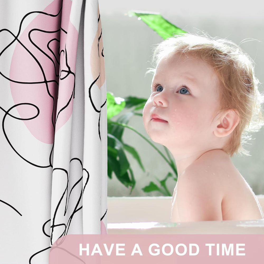 Ink Blooms Shower Curtain with Curtain Rings