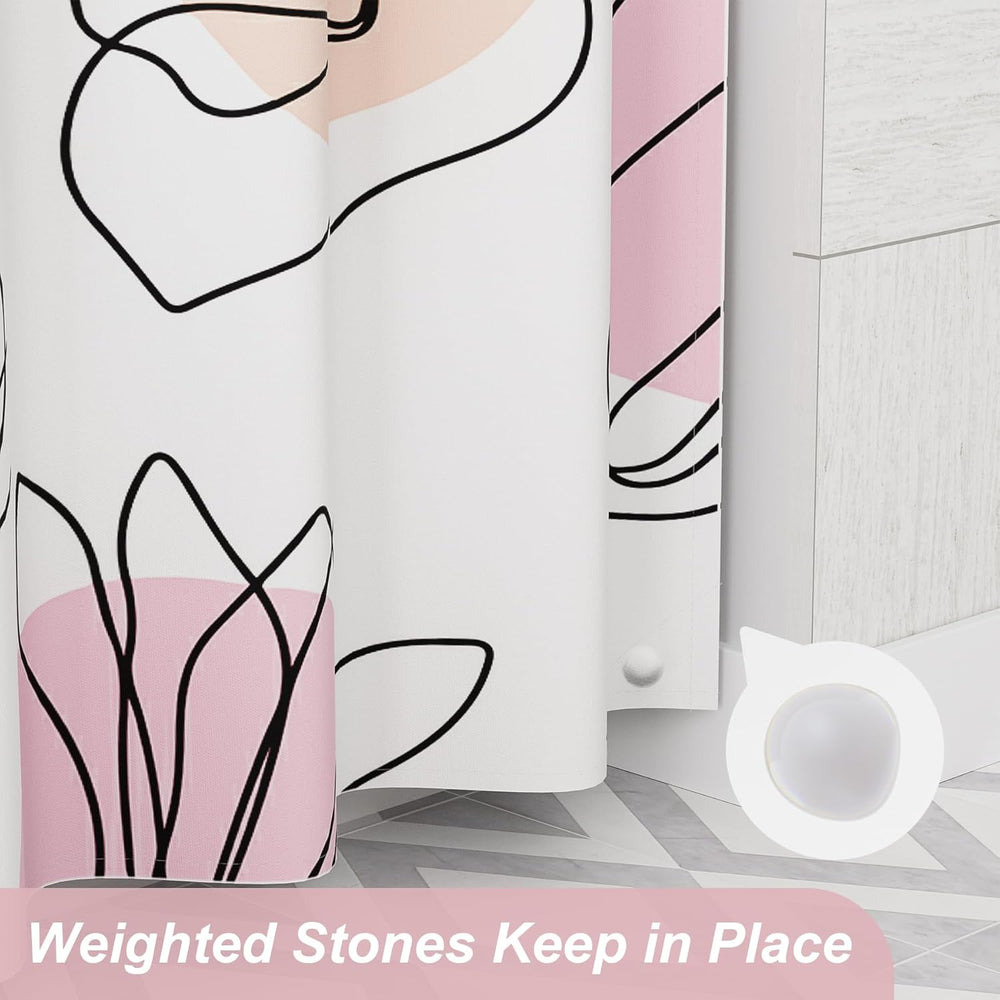 Ink Blooms Shower Curtain with Curtain Rings