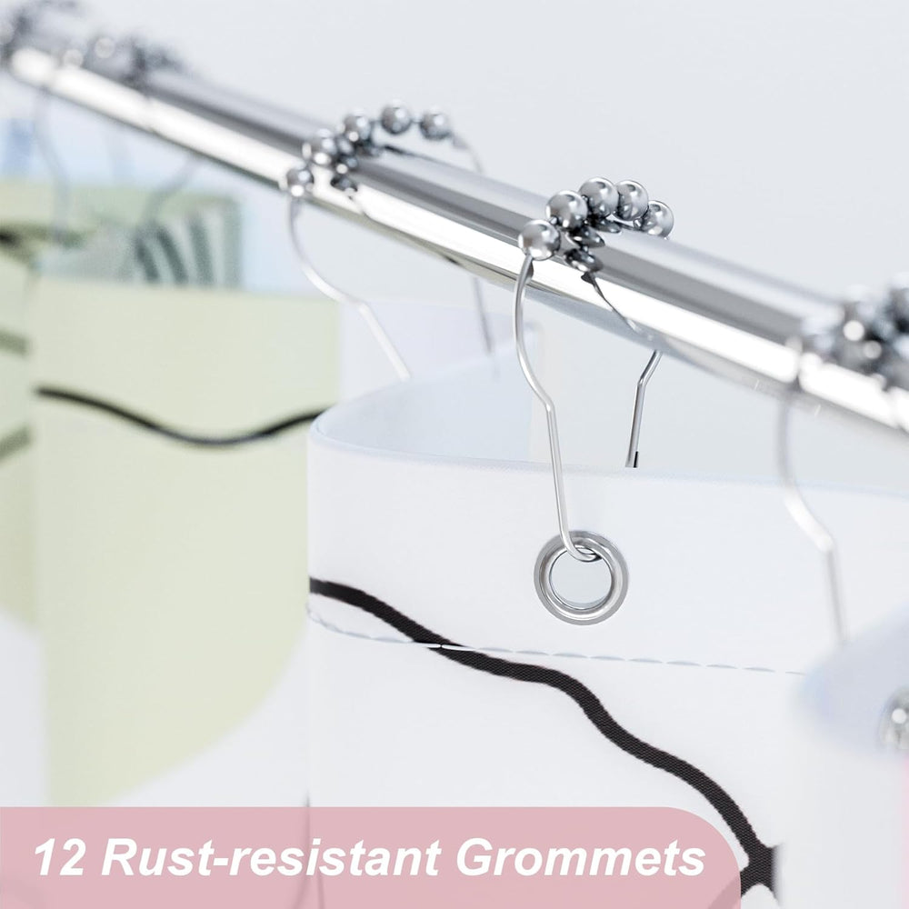 Ink Blooms Shower Curtain with Curtain Rings